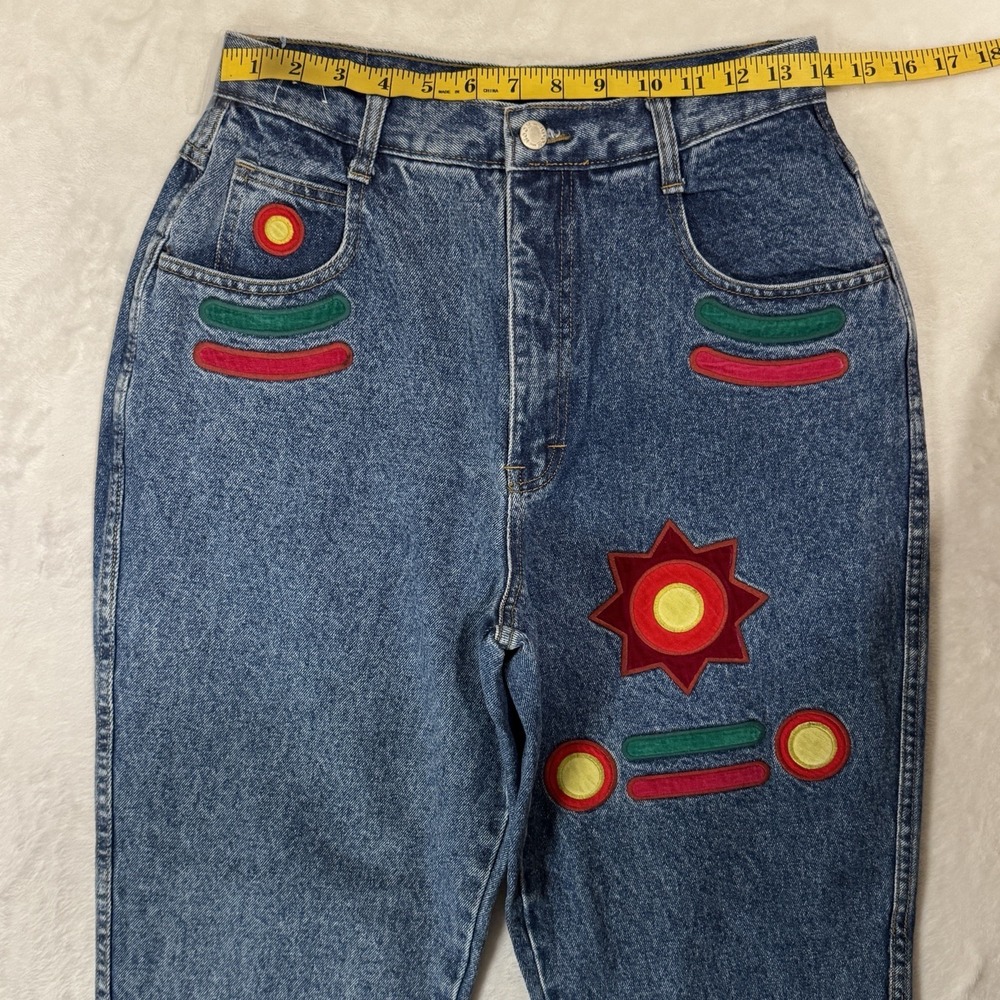 Vintage Embroidered High Waist Mom Jeans 13/14 Size 4 6 28 Festival Hippie Boho - Picture 10 of 16
